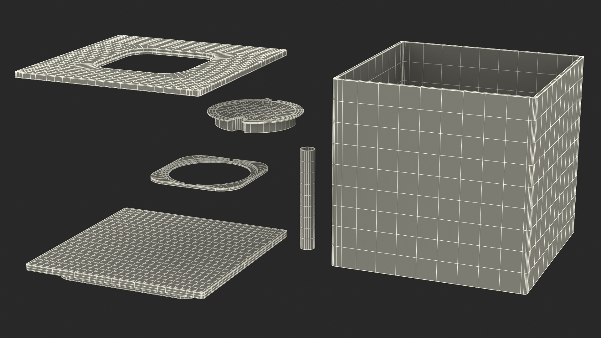 3D Black Fish Bowl Cube Empty