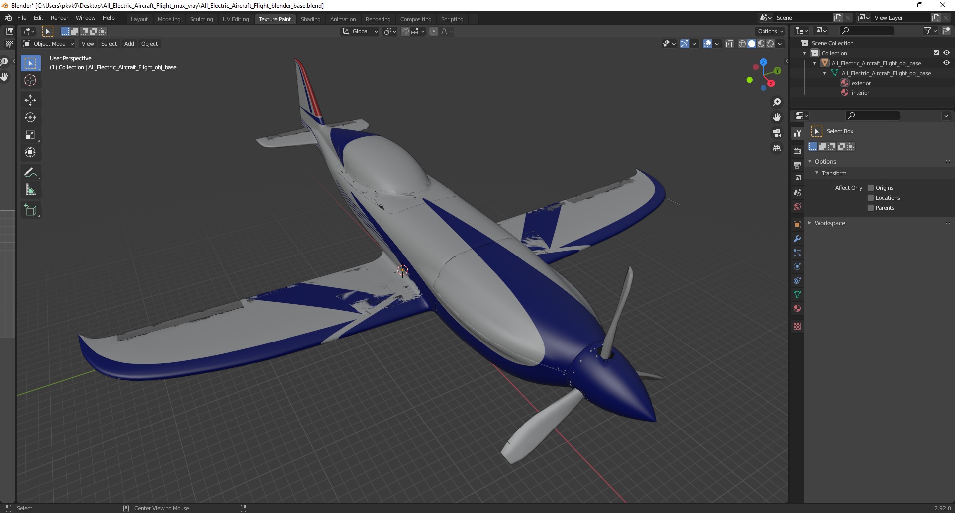 3D All Electric Aircraft Flight model