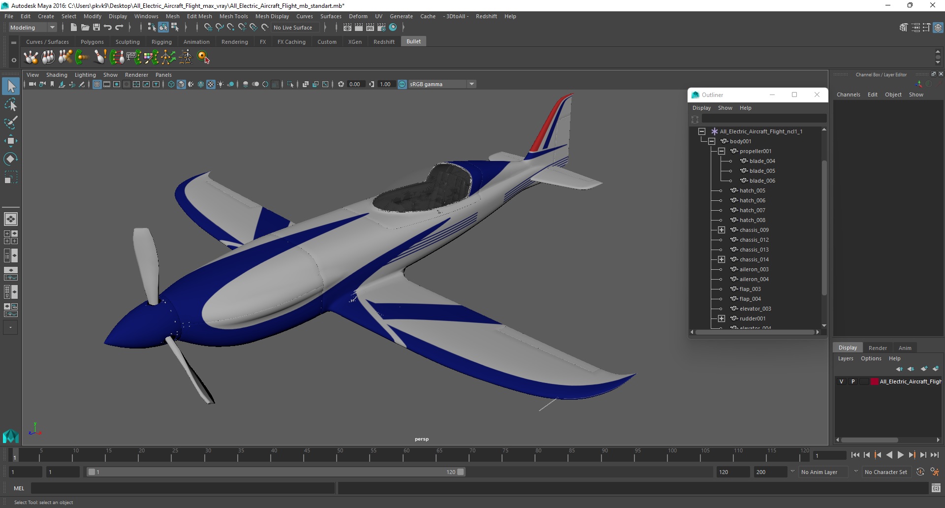 3D All Electric Aircraft Flight model