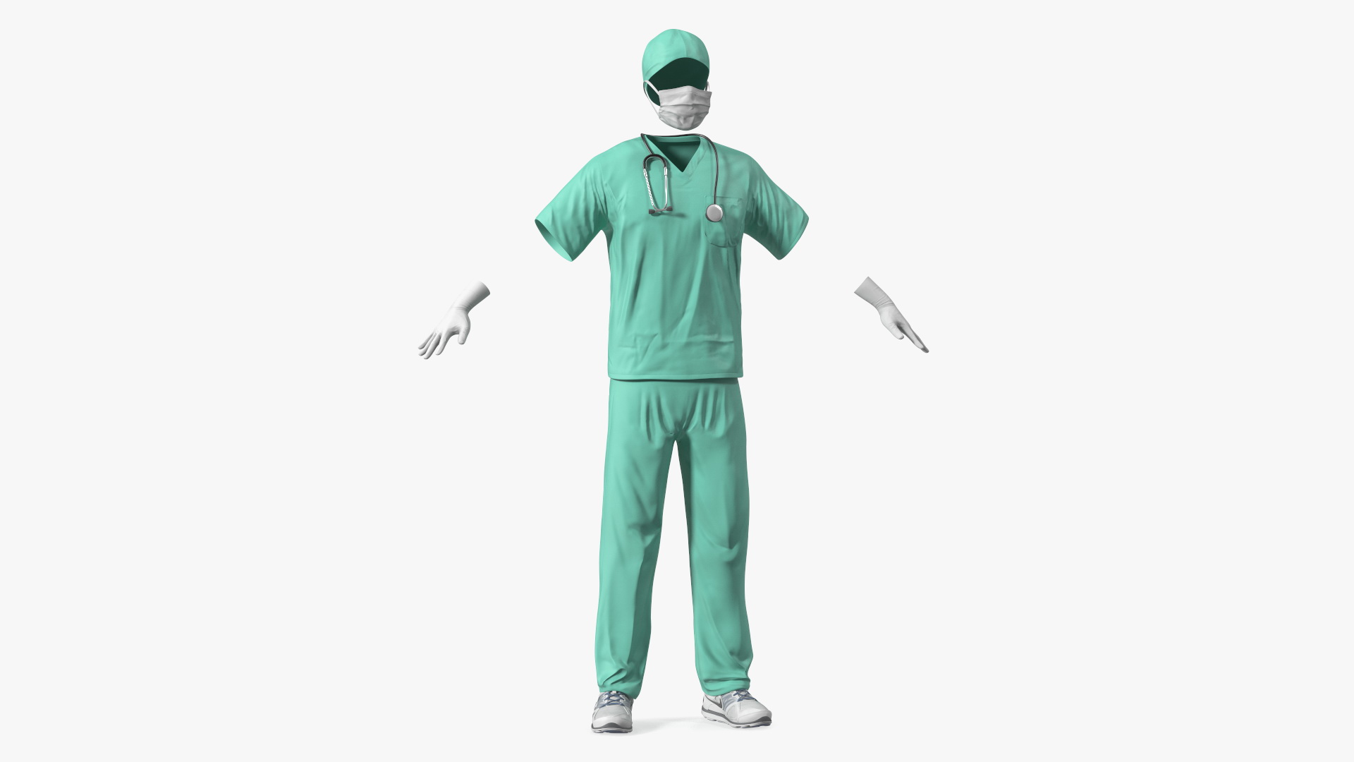 Blue Emergency Surgeon Costume Scrubs 3D
