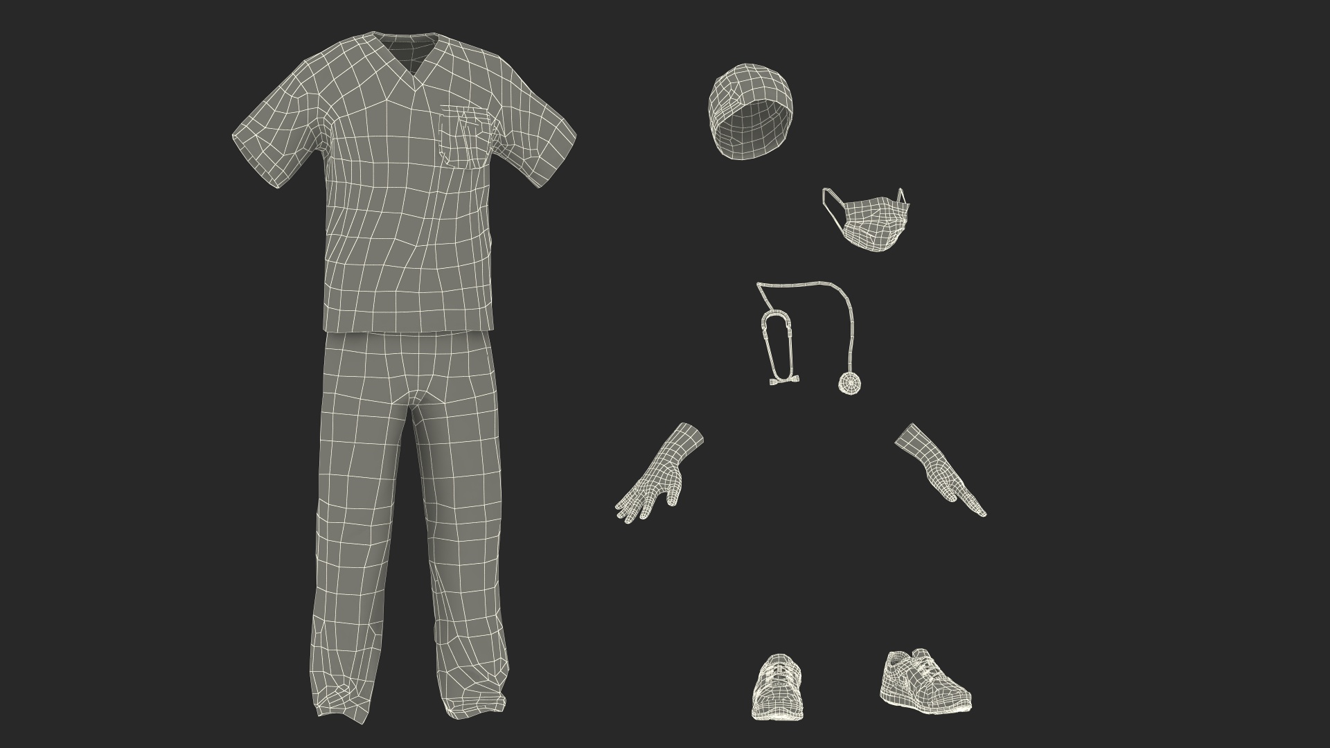 Blue Emergency Surgeon Costume Scrubs 3D