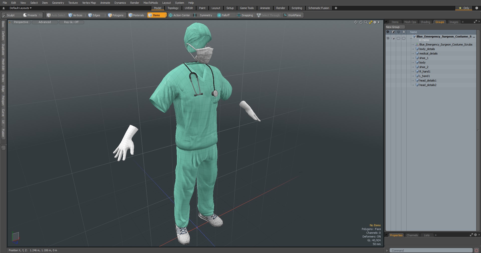 Blue Emergency Surgeon Costume Scrubs 3D