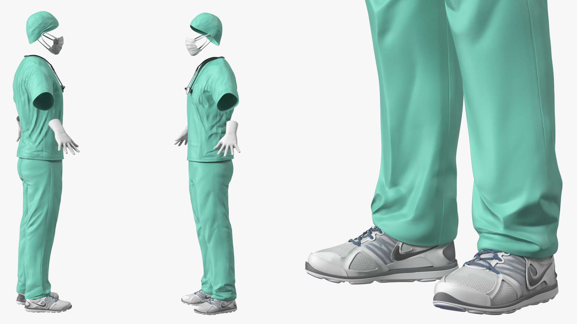 Blue Emergency Surgeon Costume Scrubs 3D