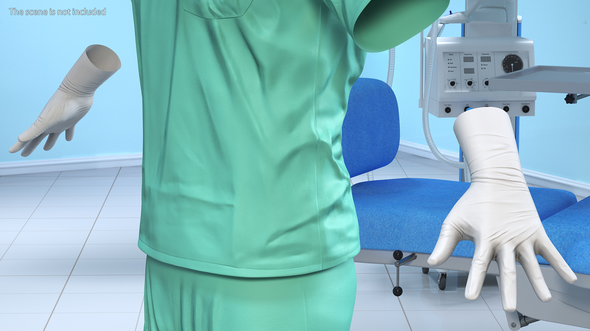 Blue Emergency Surgeon Costume Scrubs 3D