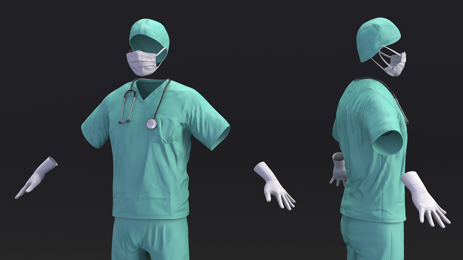 Blue Emergency Surgeon Costume Scrubs 3D