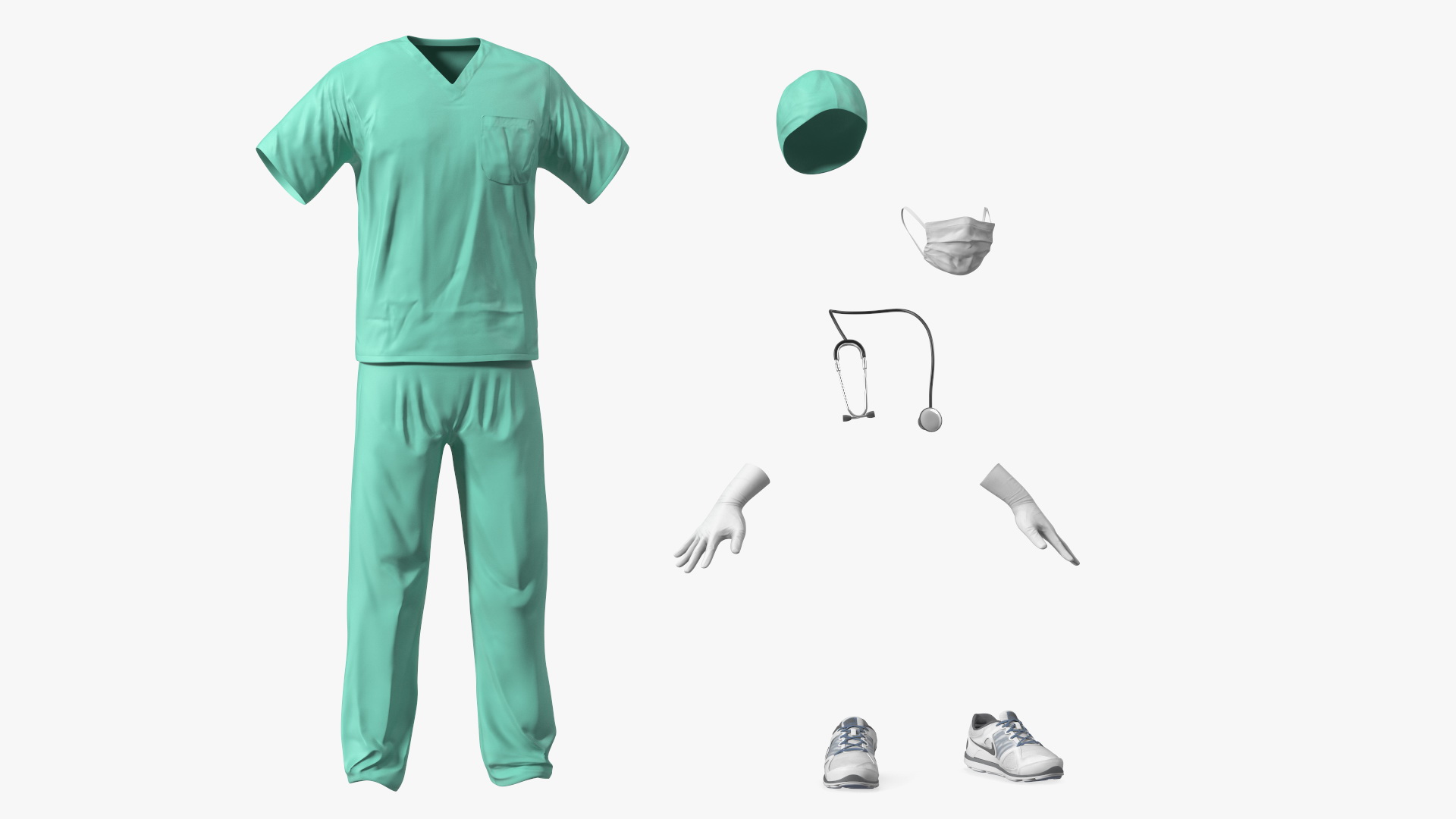 Blue Emergency Surgeon Costume Scrubs 3D