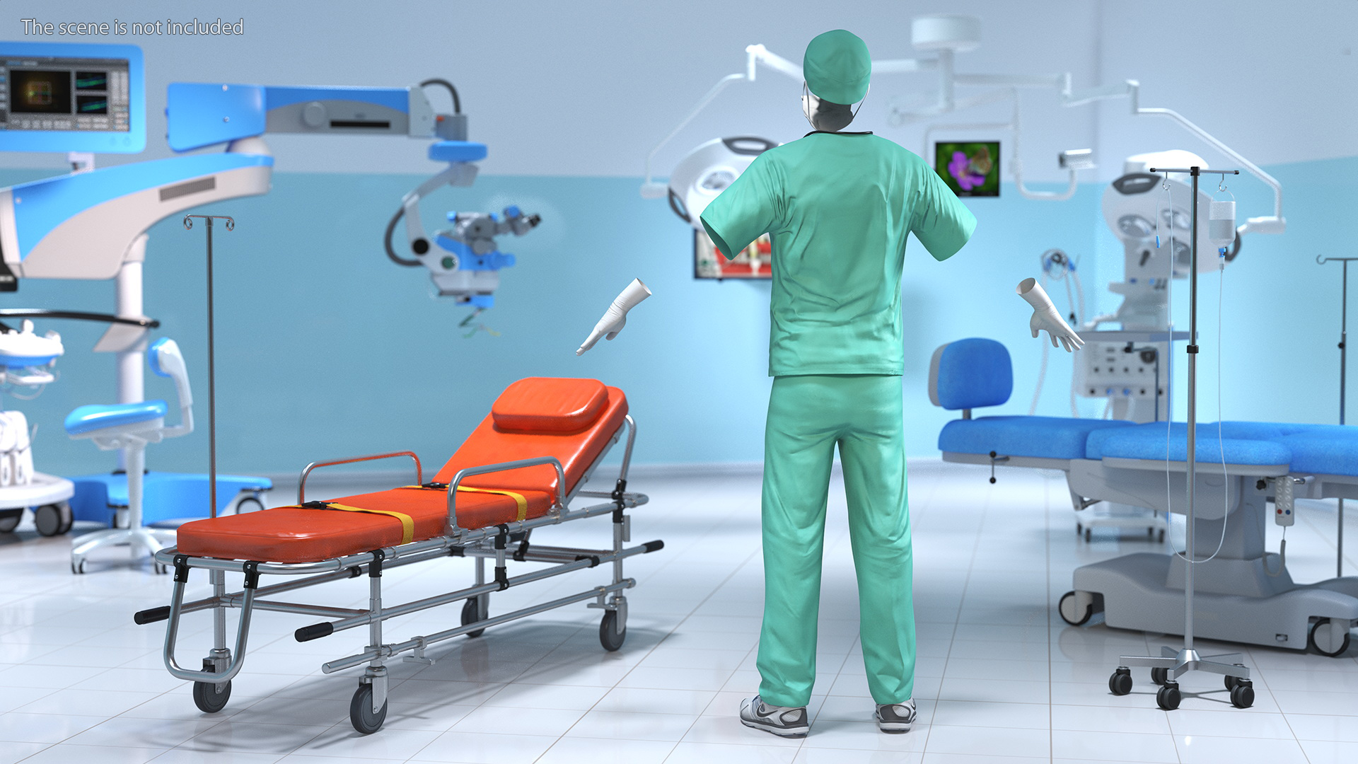 Blue Emergency Surgeon Costume Scrubs 3D