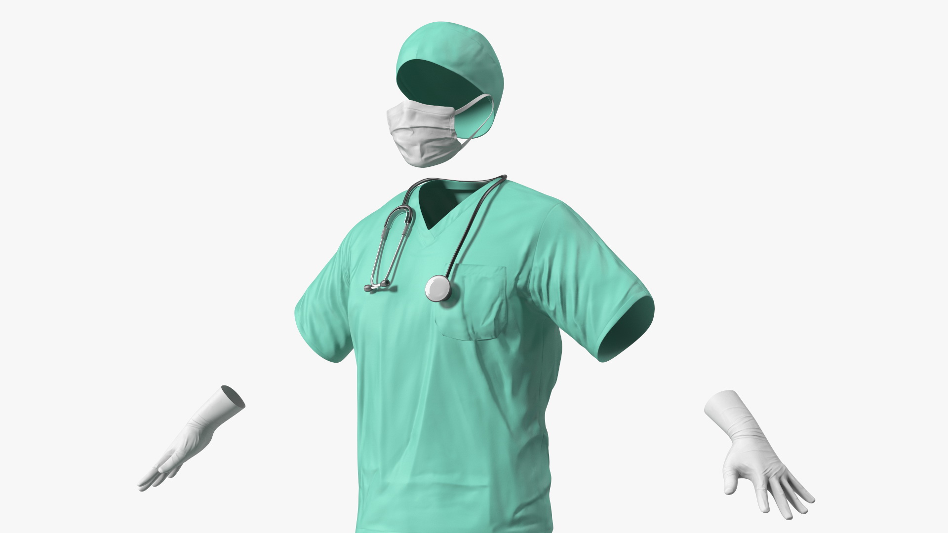 Blue Emergency Surgeon Costume Scrubs 3D