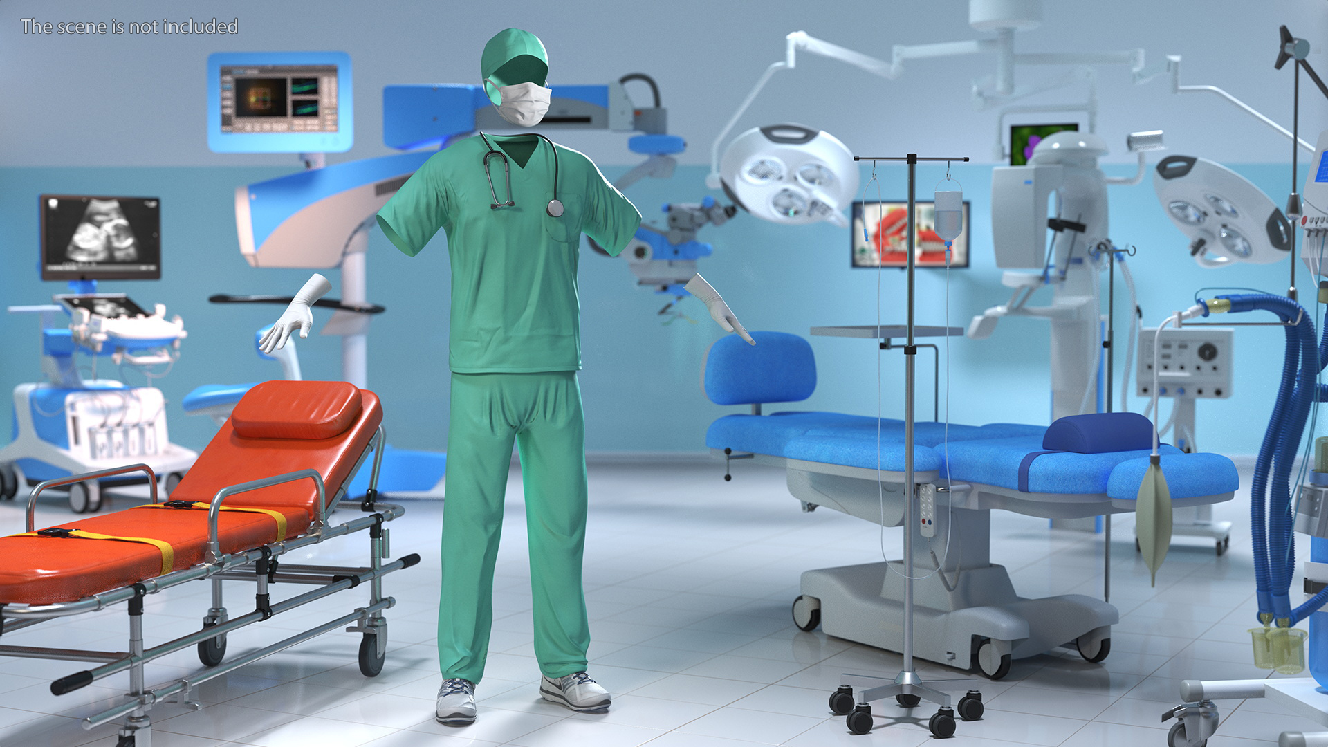 Blue Emergency Surgeon Costume Scrubs 3D