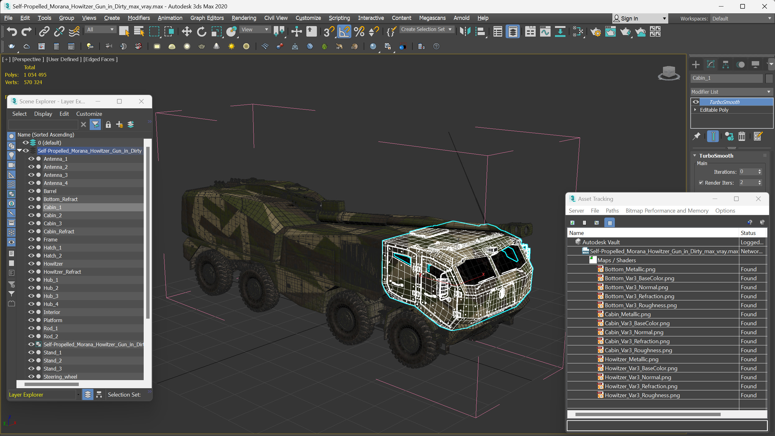 3D Self-Propelled Morana Howitzer Gun in Dirty model