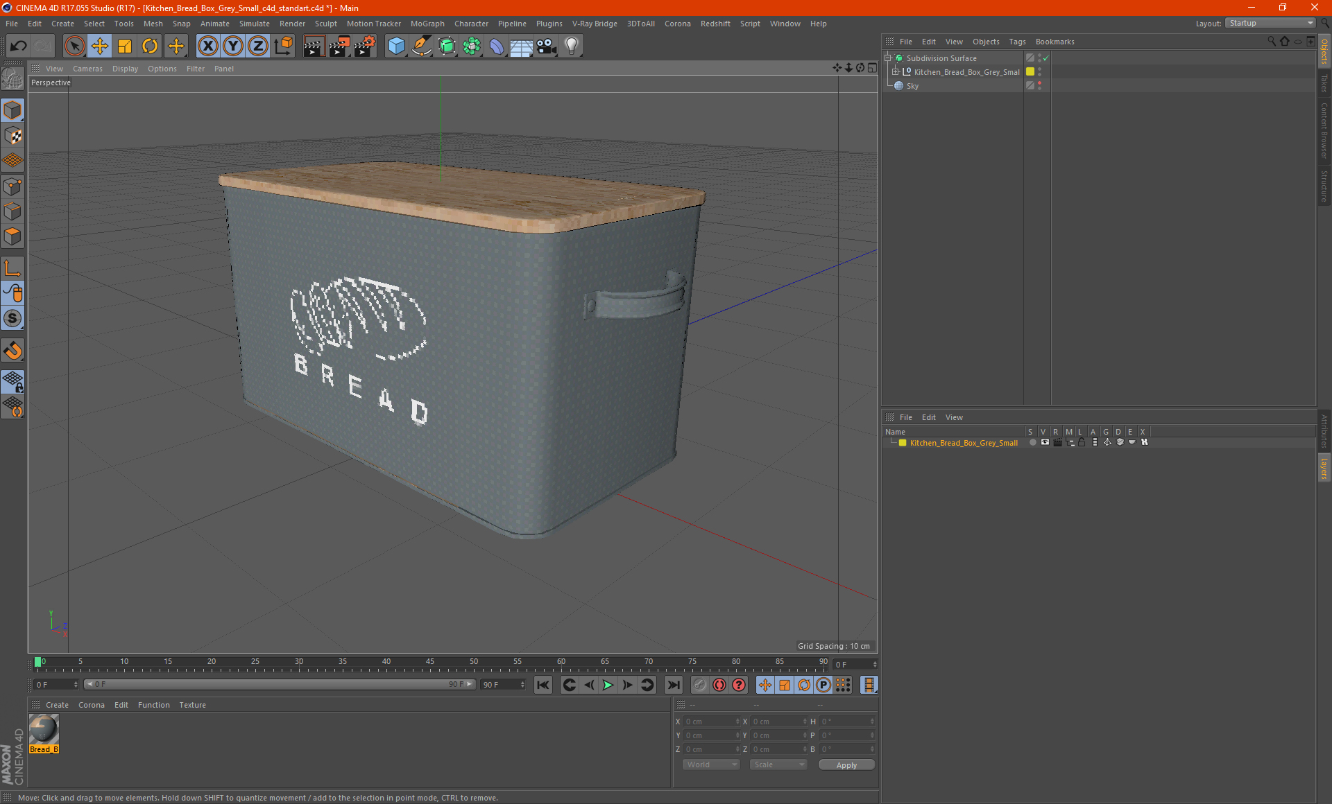 3D Kitchen Bread Box Grey Small model