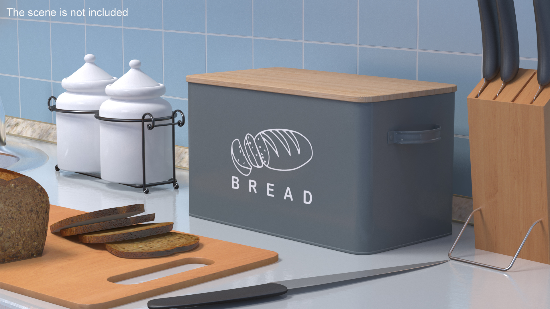 3D Kitchen Bread Box Grey Small model