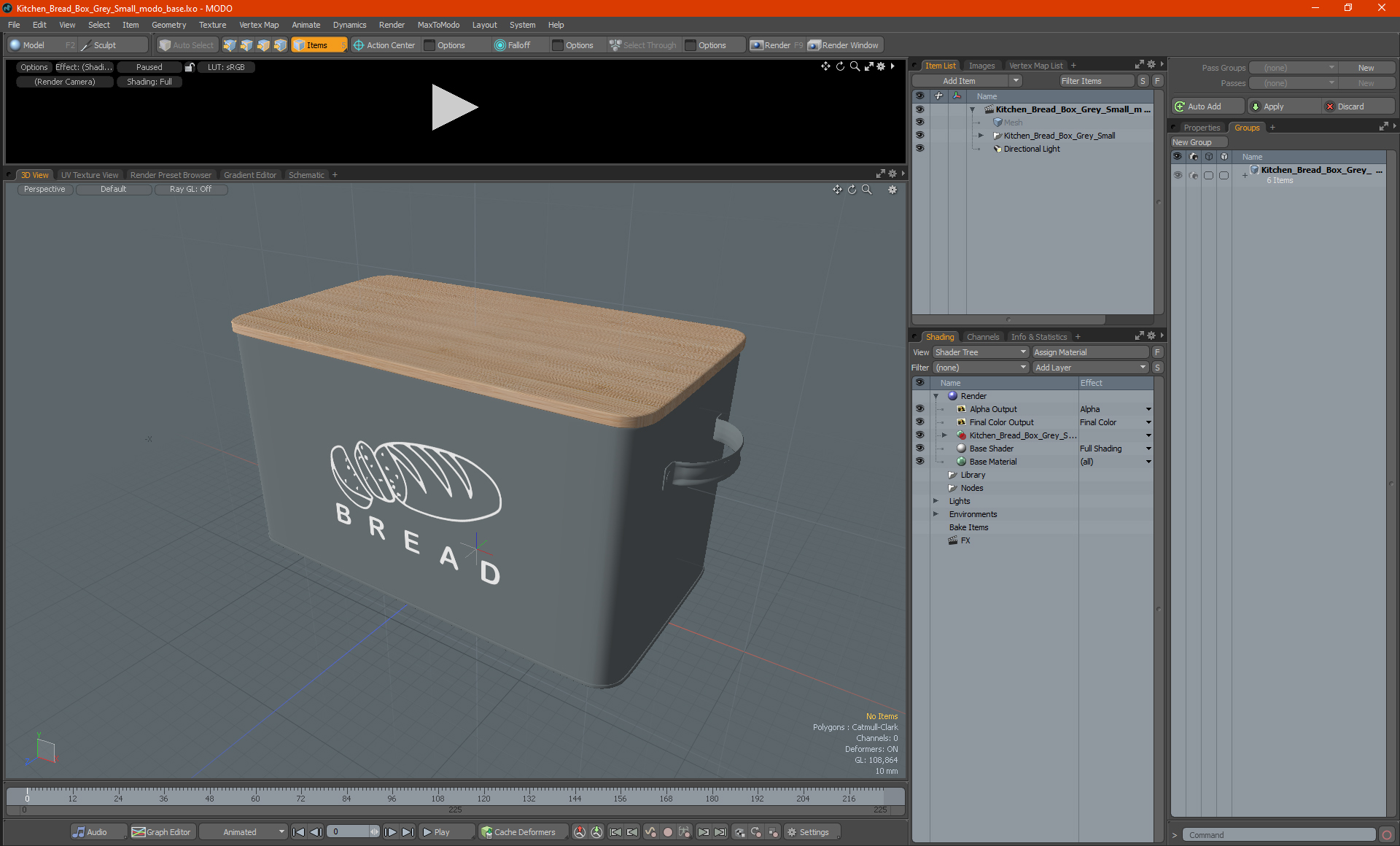3D Kitchen Bread Box Grey Small model