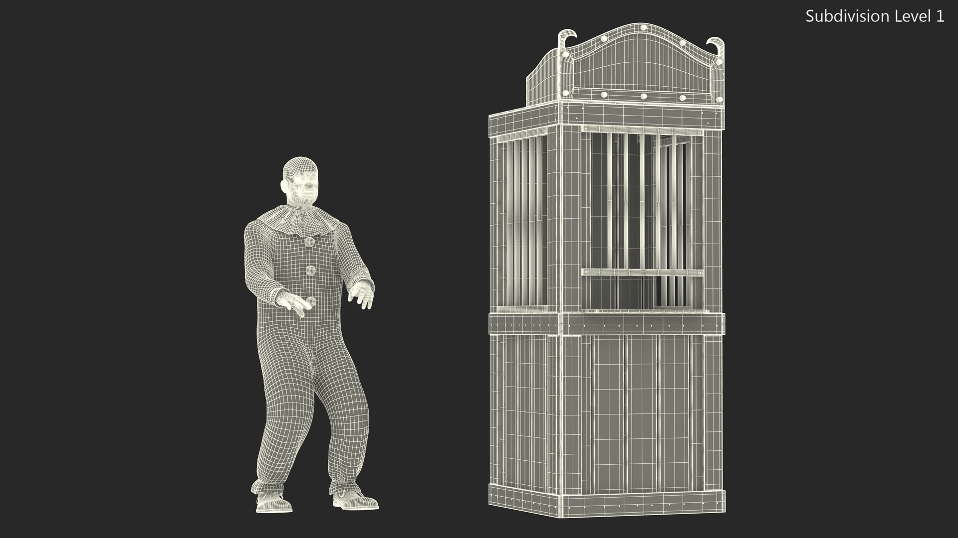 3D model Circus Ticket Booth with Clown