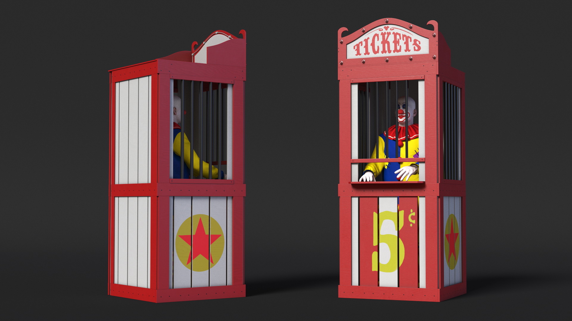 3D model Circus Ticket Booth with Clown