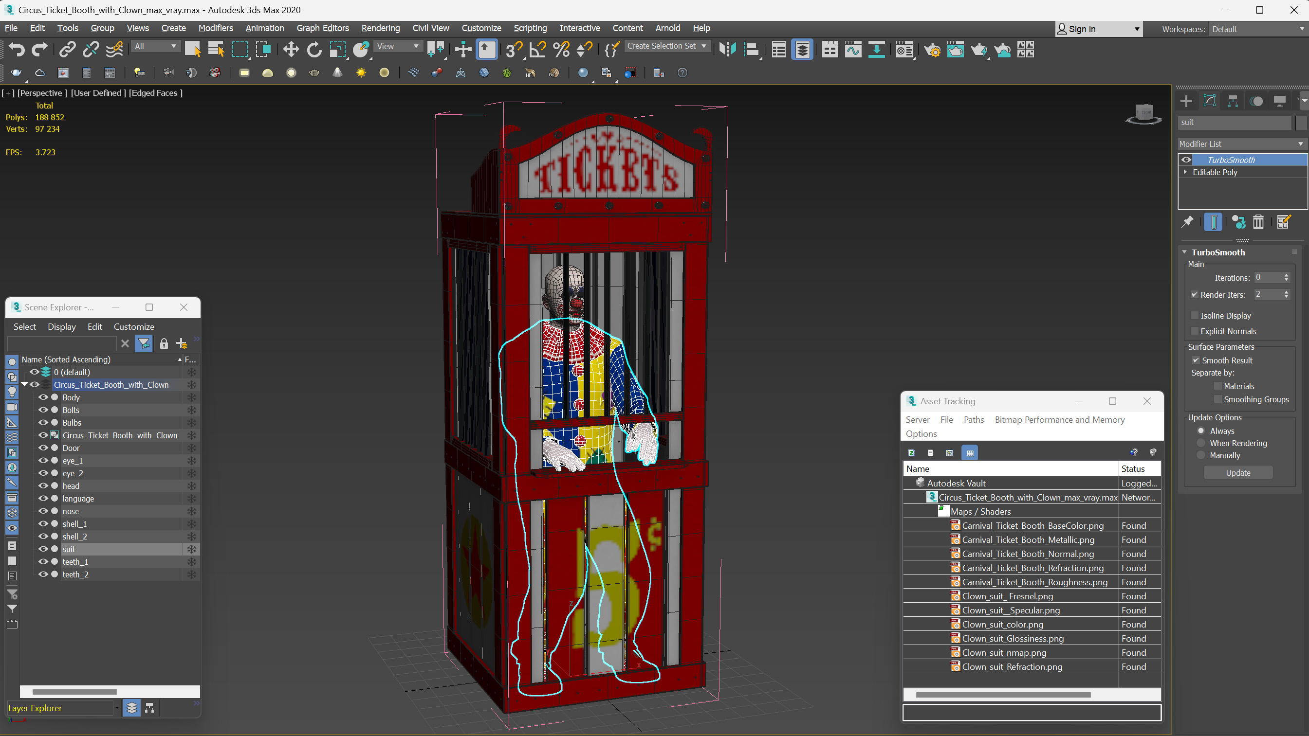 3D model Circus Ticket Booth with Clown
