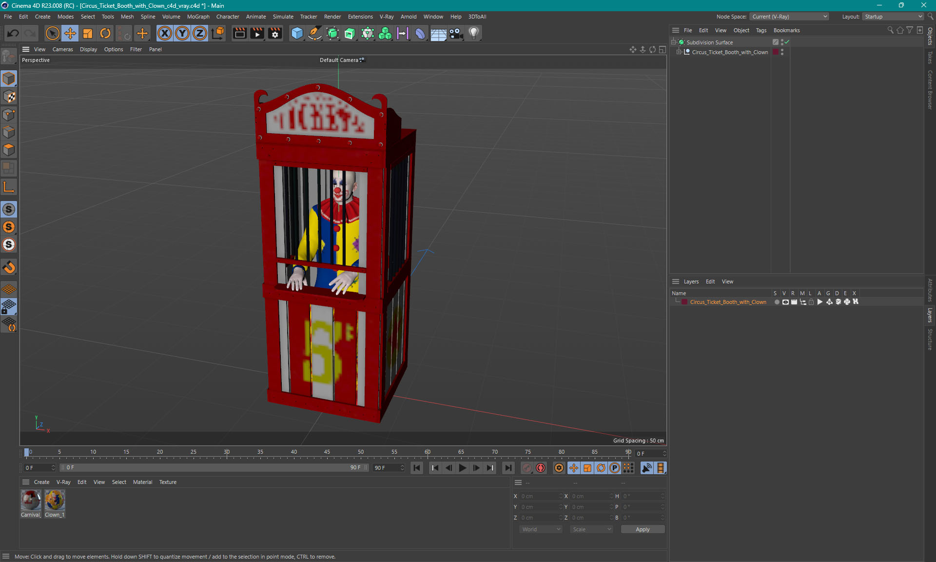 3D model Circus Ticket Booth with Clown
