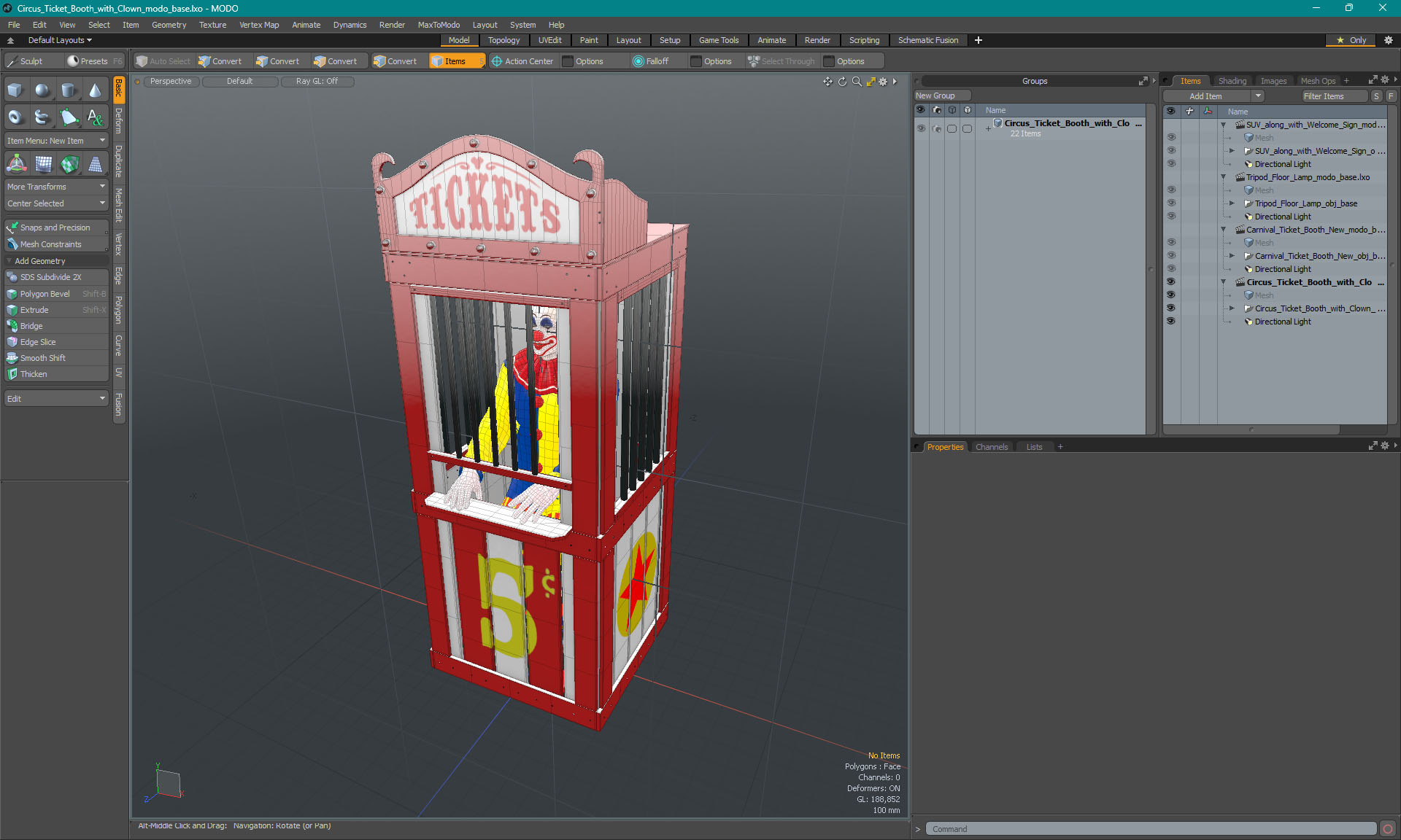 3D model Circus Ticket Booth with Clown