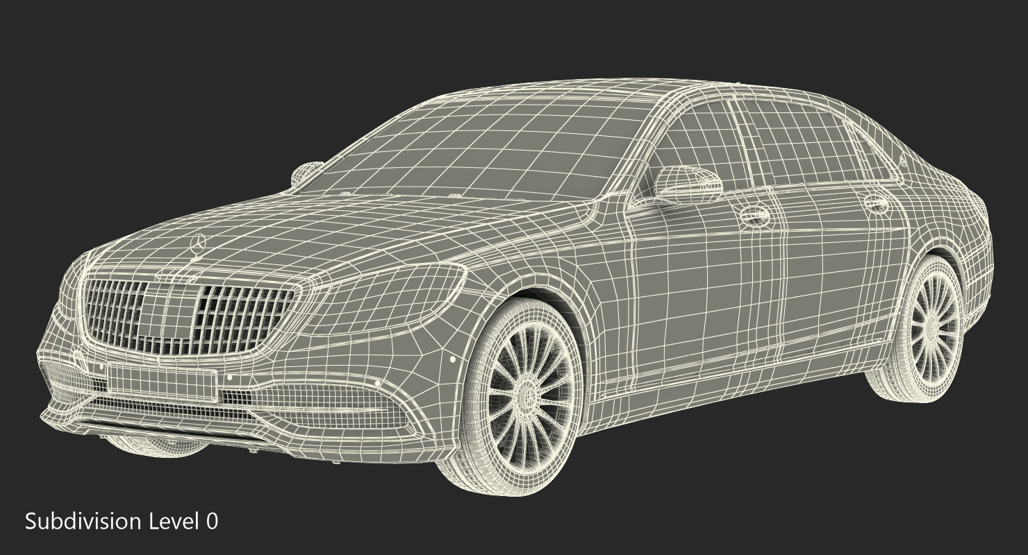 3D Mercedes Benz S-Class Maybach Rigged