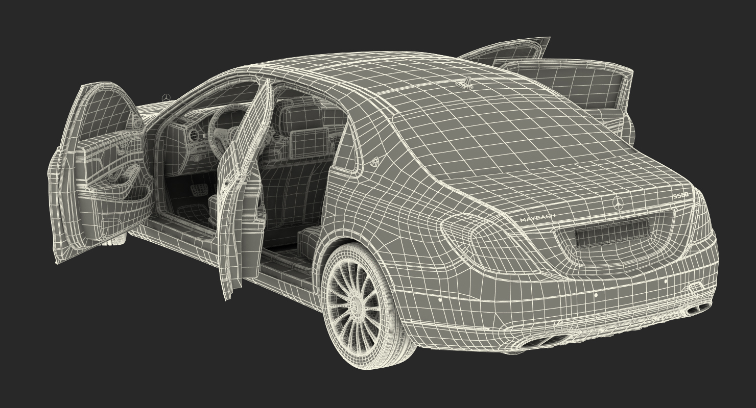 3D Mercedes Benz S-Class Maybach Rigged