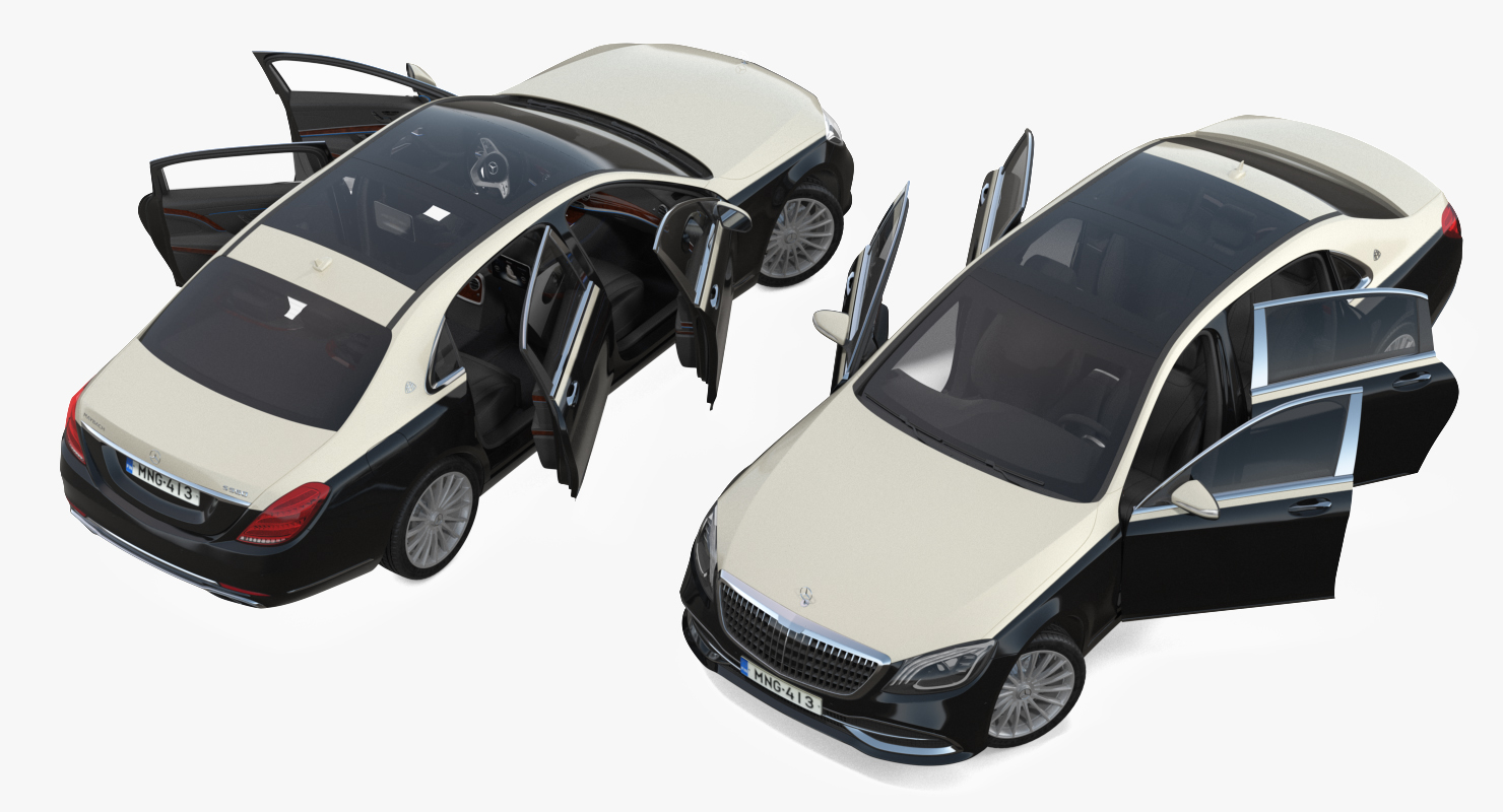 3D Mercedes Benz S-Class Maybach Rigged