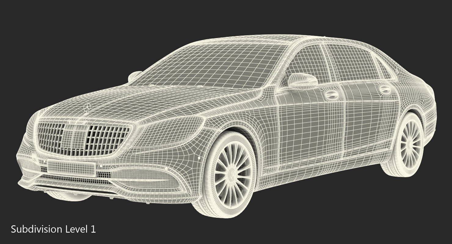 3D Mercedes Benz S-Class Maybach Rigged
