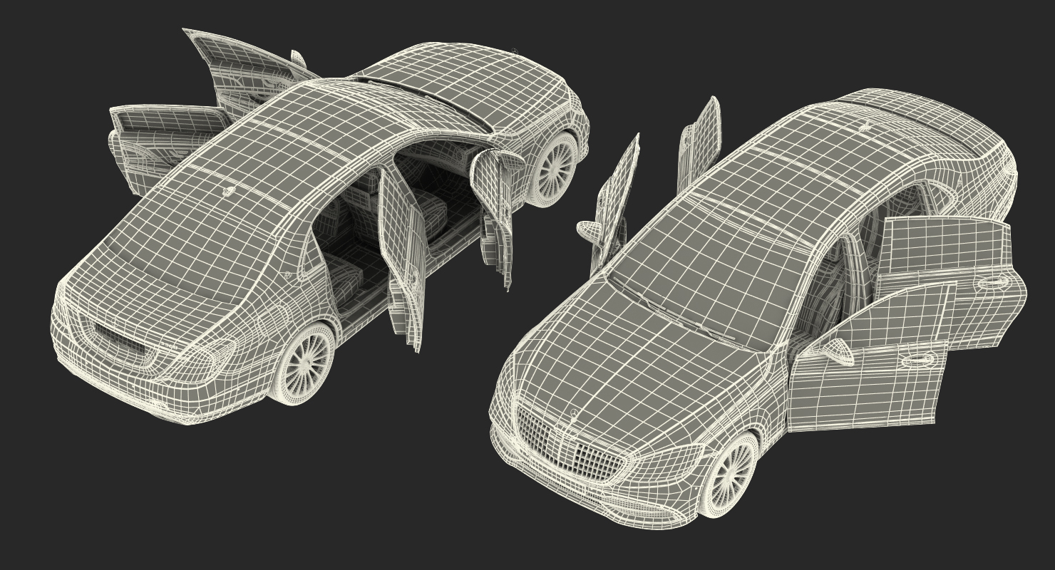 3D Mercedes Benz S-Class Maybach Rigged