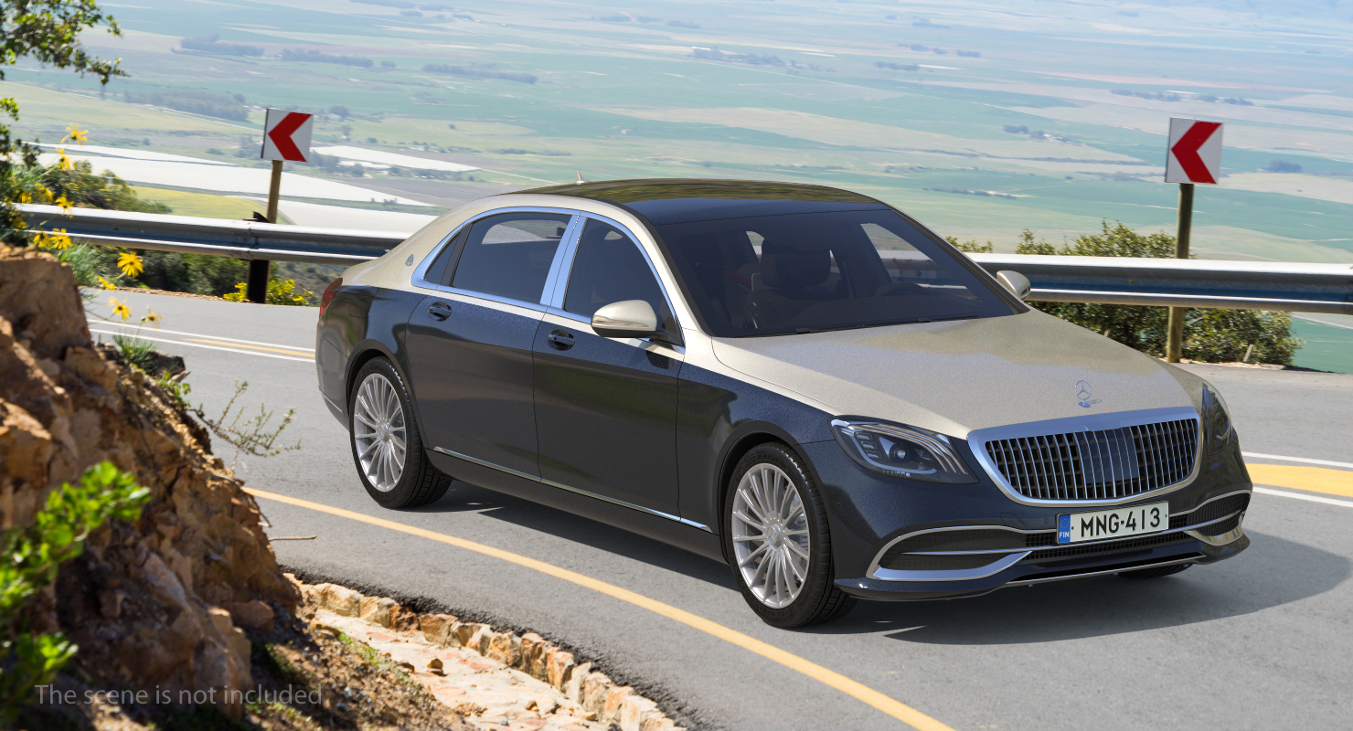 3D Mercedes Benz S-Class Maybach Rigged