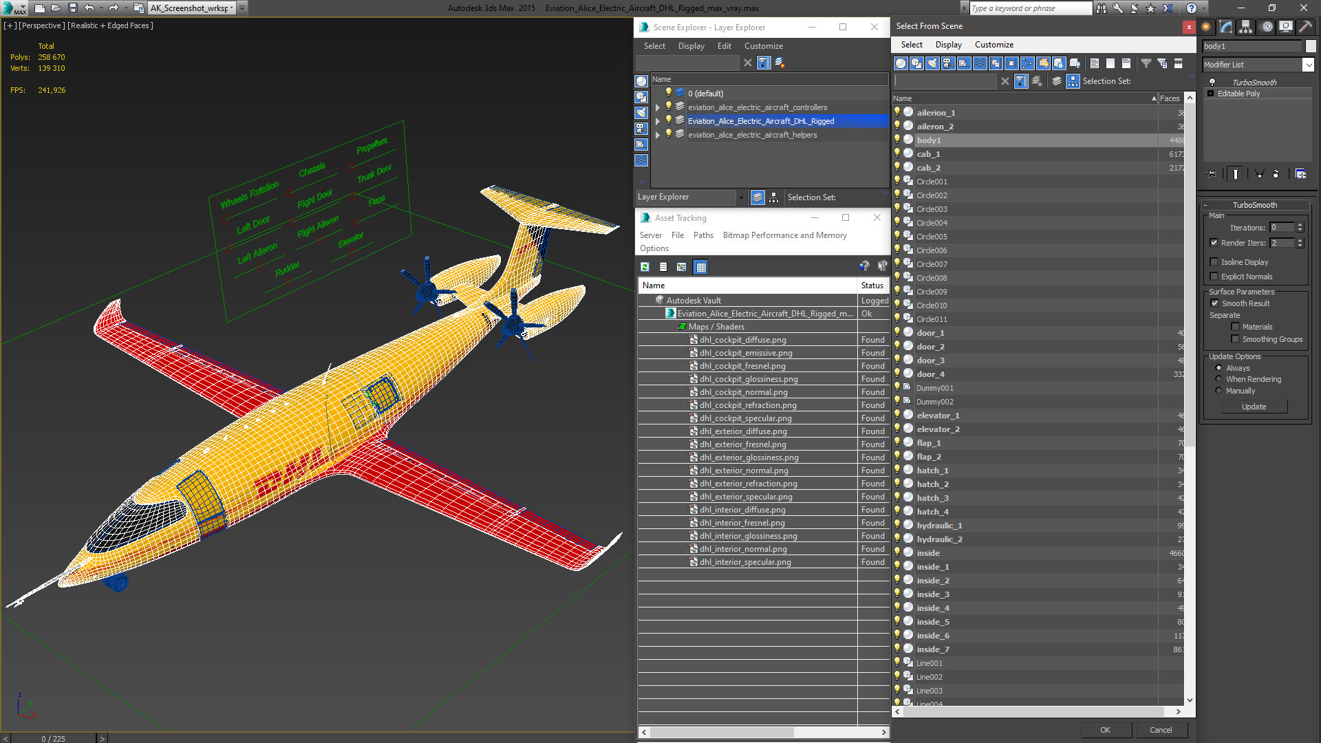 3D Eviation Alice Electric Aircraft DHL Rigged model