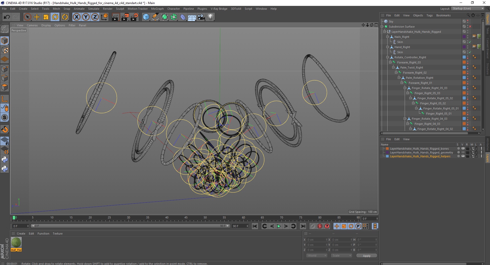 3D Handshake Hulk Hands Rigged for Cinema 4D