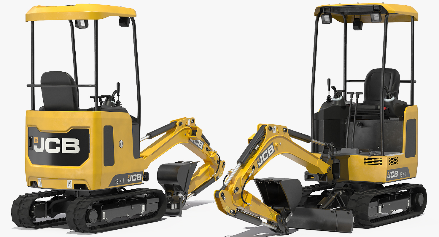 3D Mini Excavator JCB 18Z1 Clean Rigged