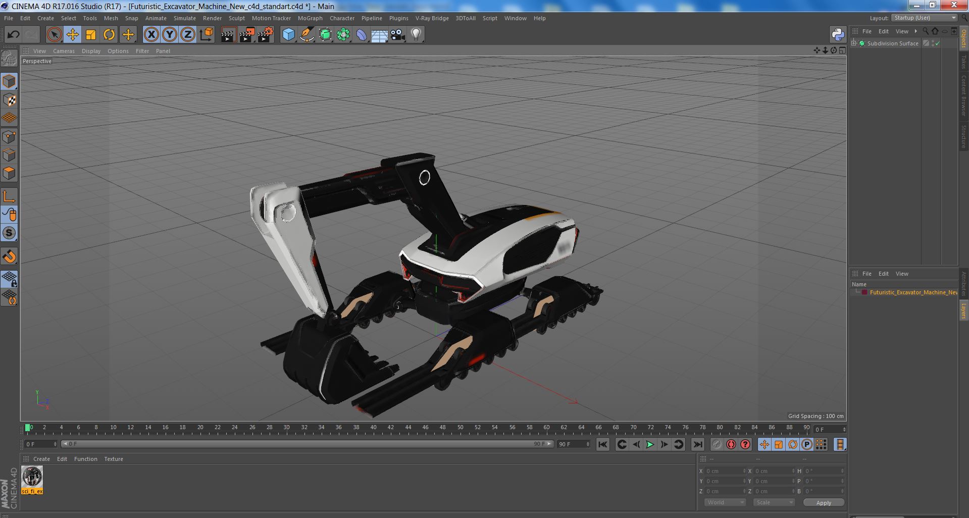 Futuristic Excavator Machine New 3D