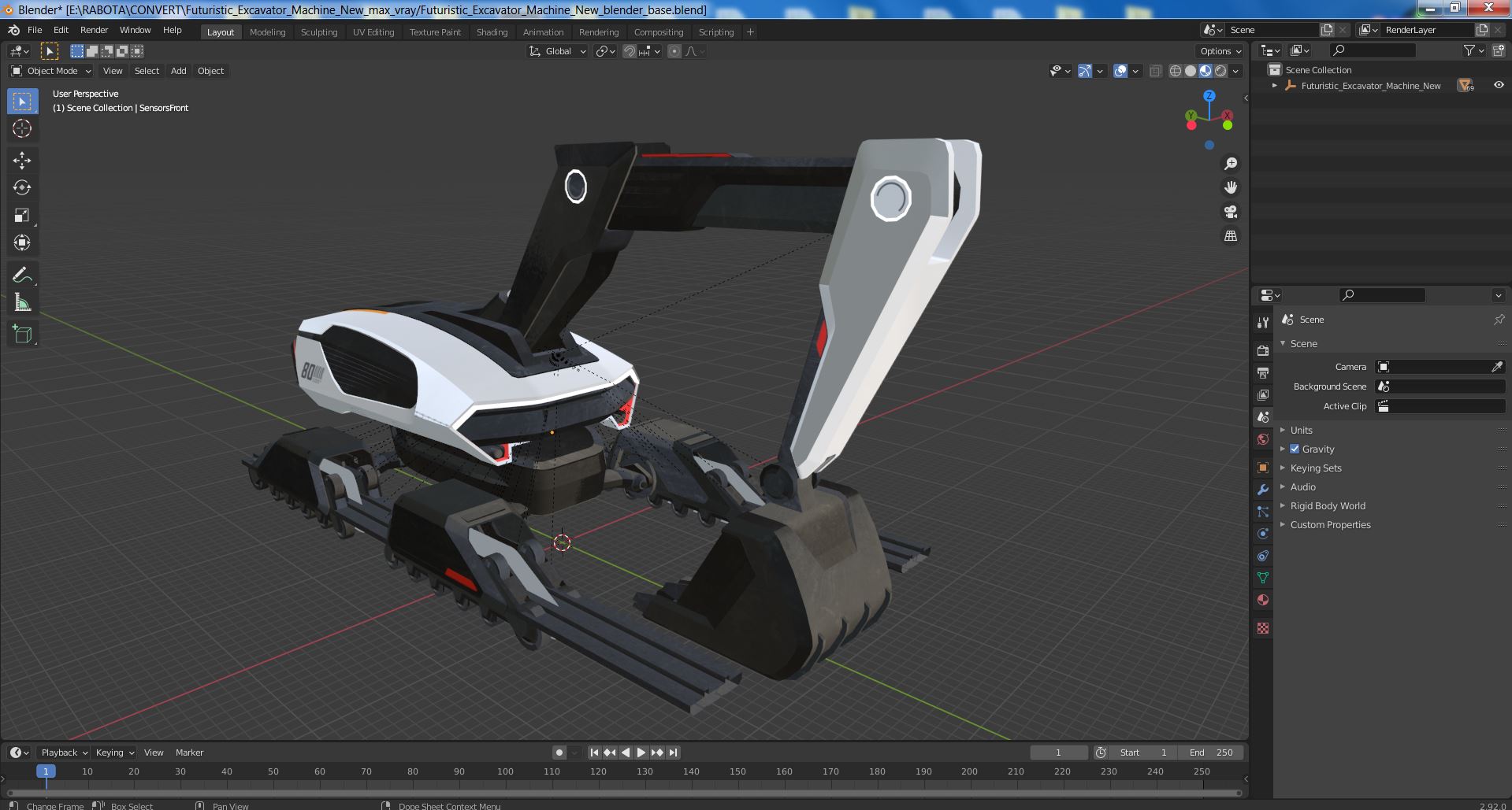 Futuristic Excavator Machine New 3D