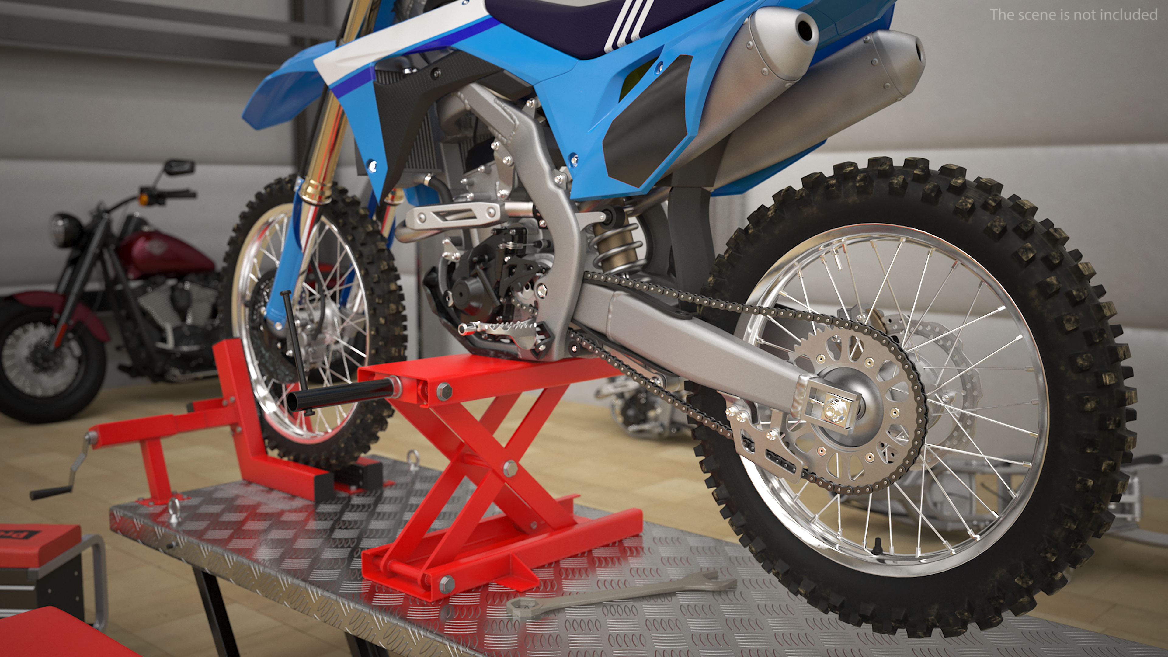 Portable Lift Adapter Kit with Motocross Bike Rigged 3D