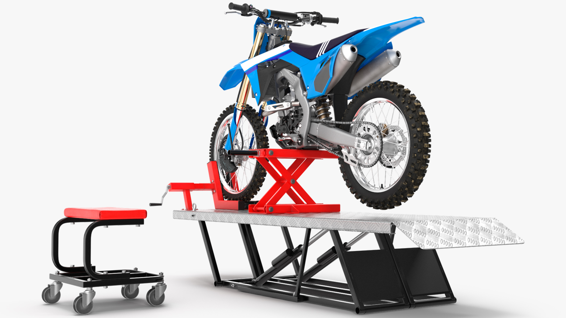 Portable Lift Adapter Kit with Motocross Bike Rigged 3D