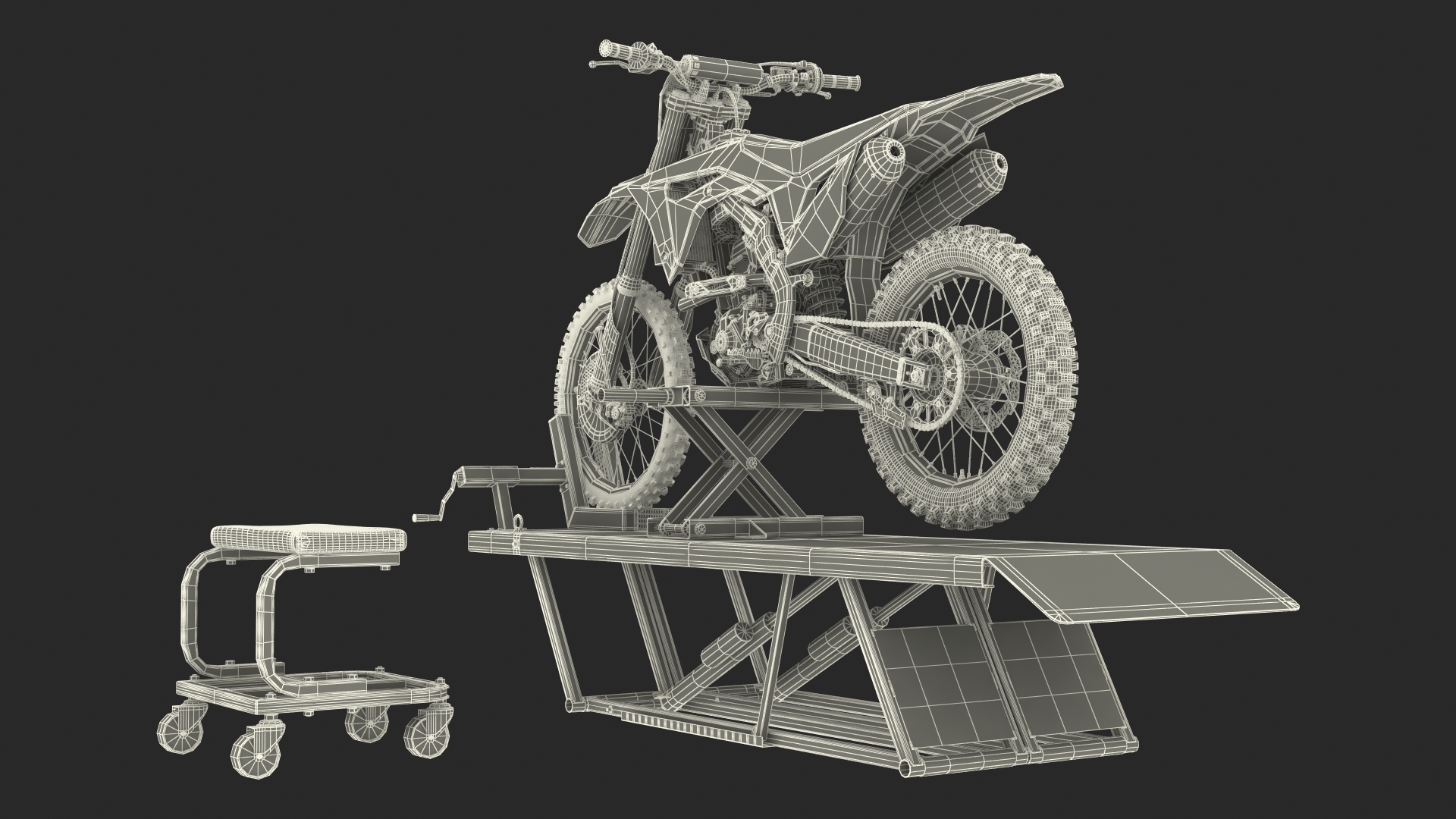 Portable Lift Adapter Kit with Motocross Bike Rigged 3D