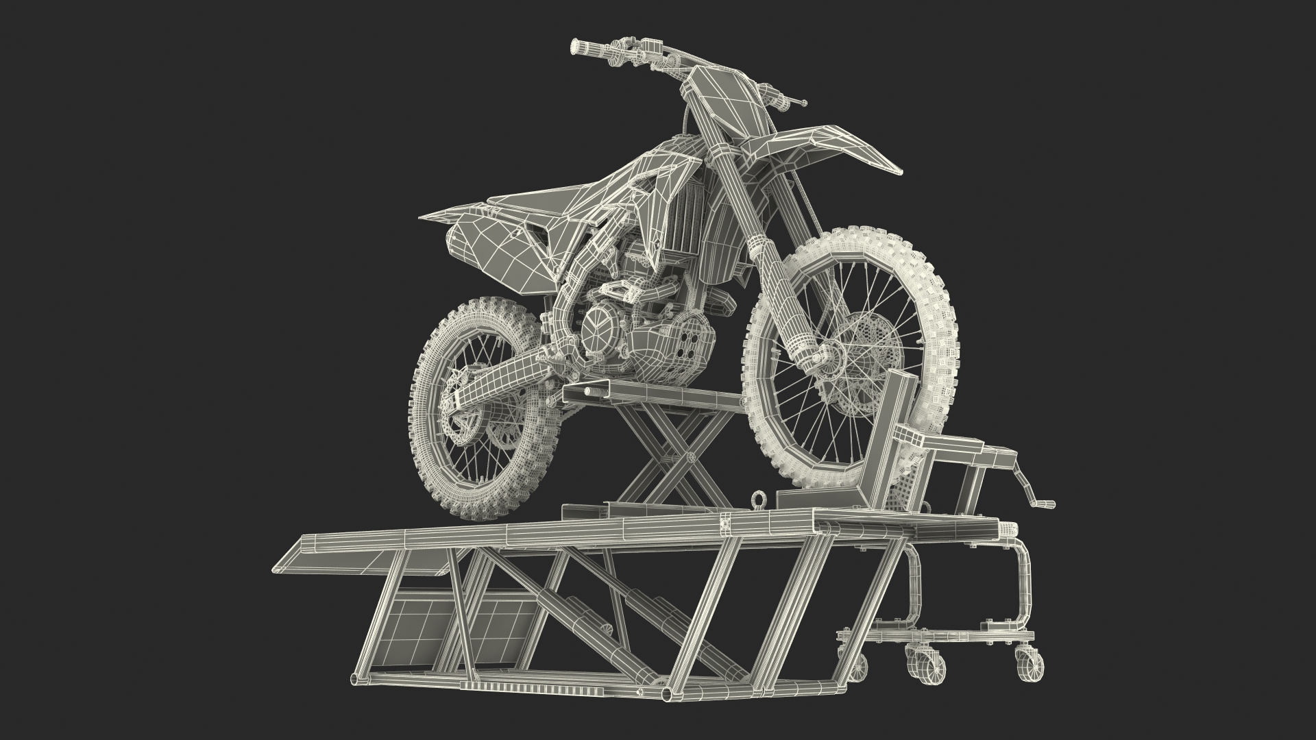 Portable Lift Adapter Kit with Motocross Bike Rigged 3D