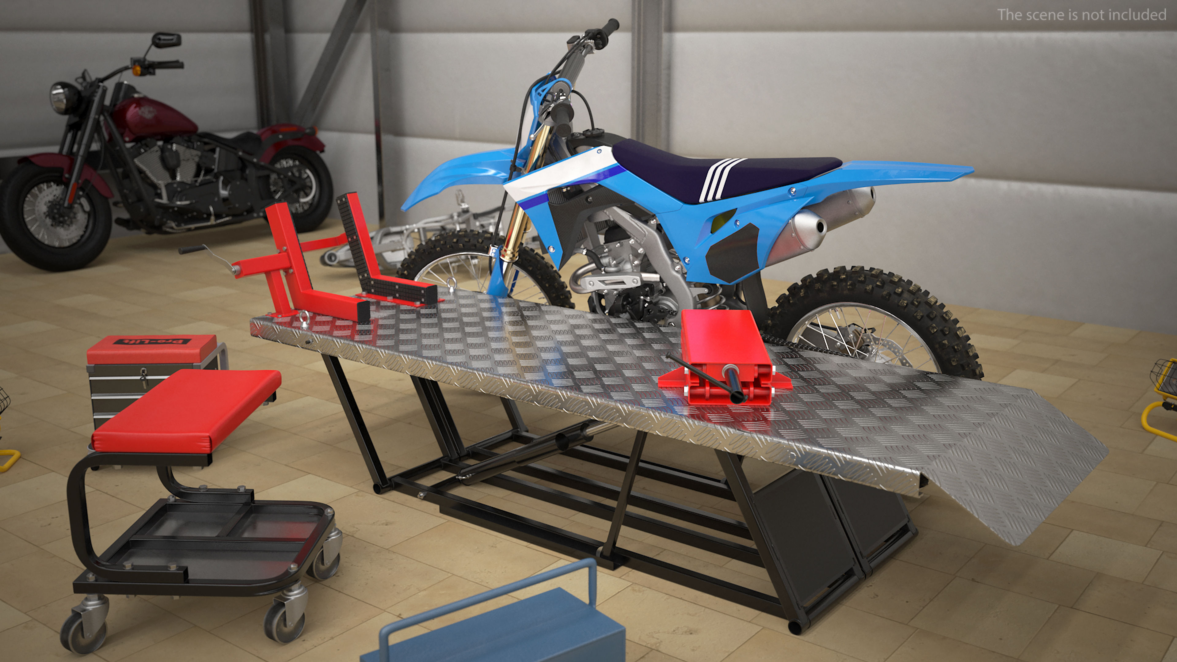 Portable Lift Adapter Kit with Motocross Bike Rigged 3D