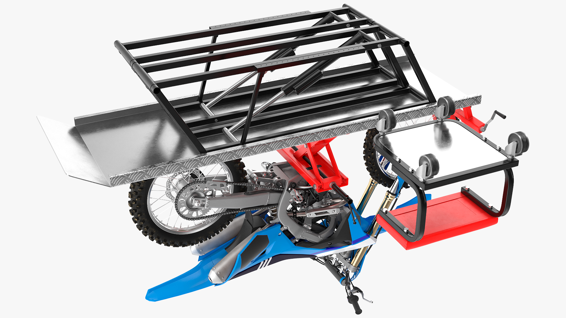 Portable Lift Adapter Kit with Motocross Bike Rigged 3D