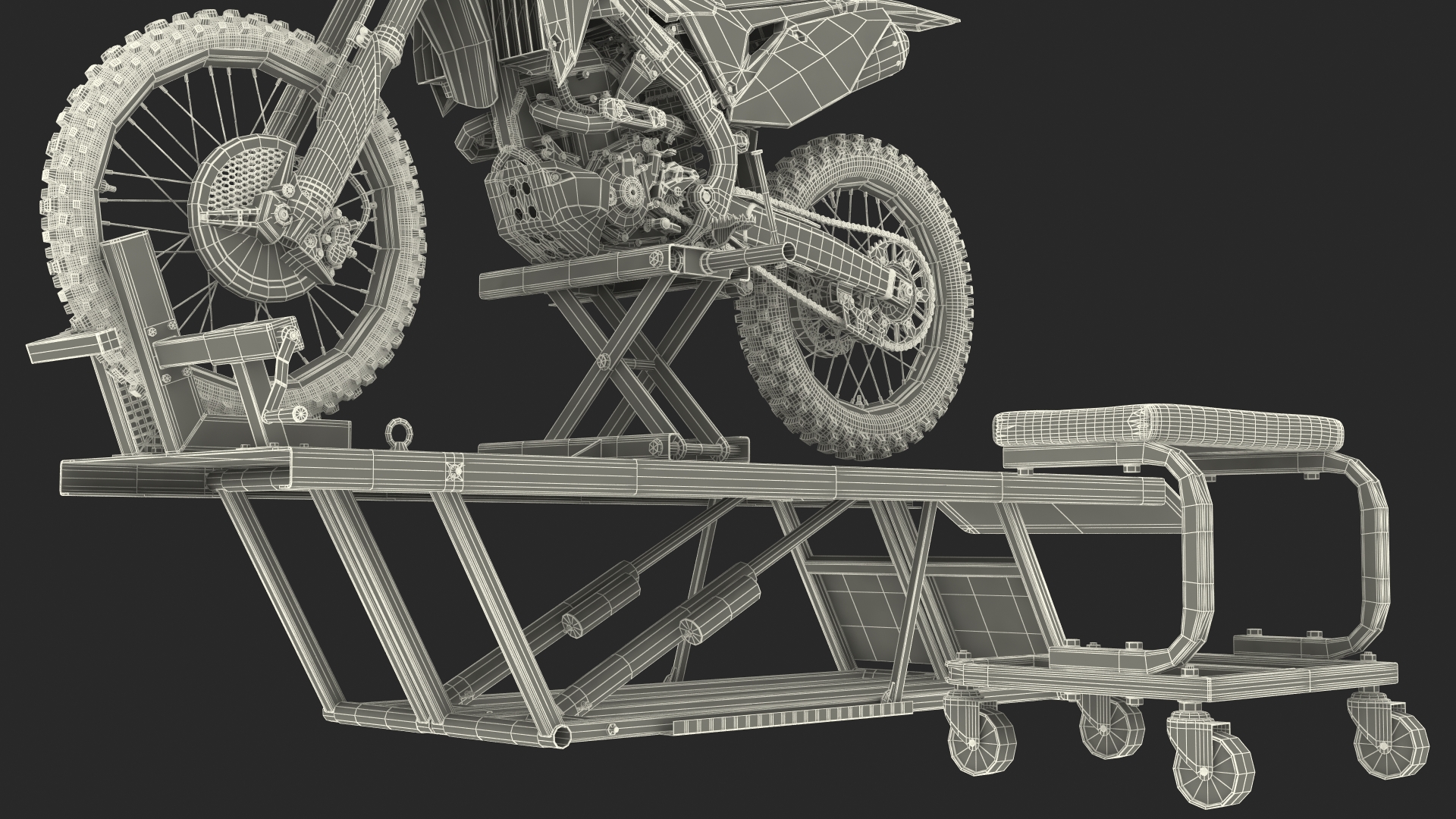 Portable Lift Adapter Kit with Motocross Bike Rigged 3D