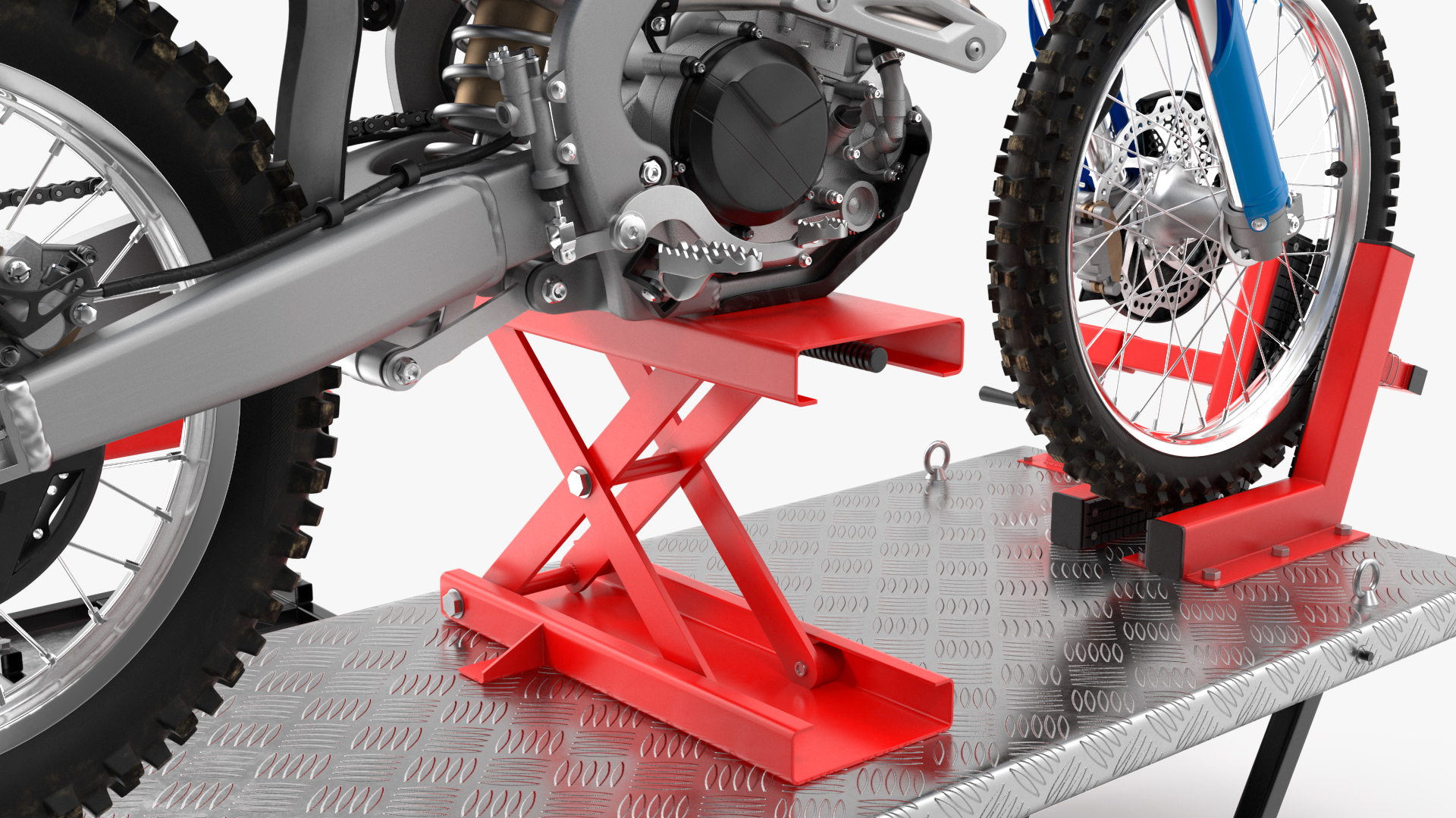 Portable Lift Adapter Kit with Motocross Bike Rigged 3D