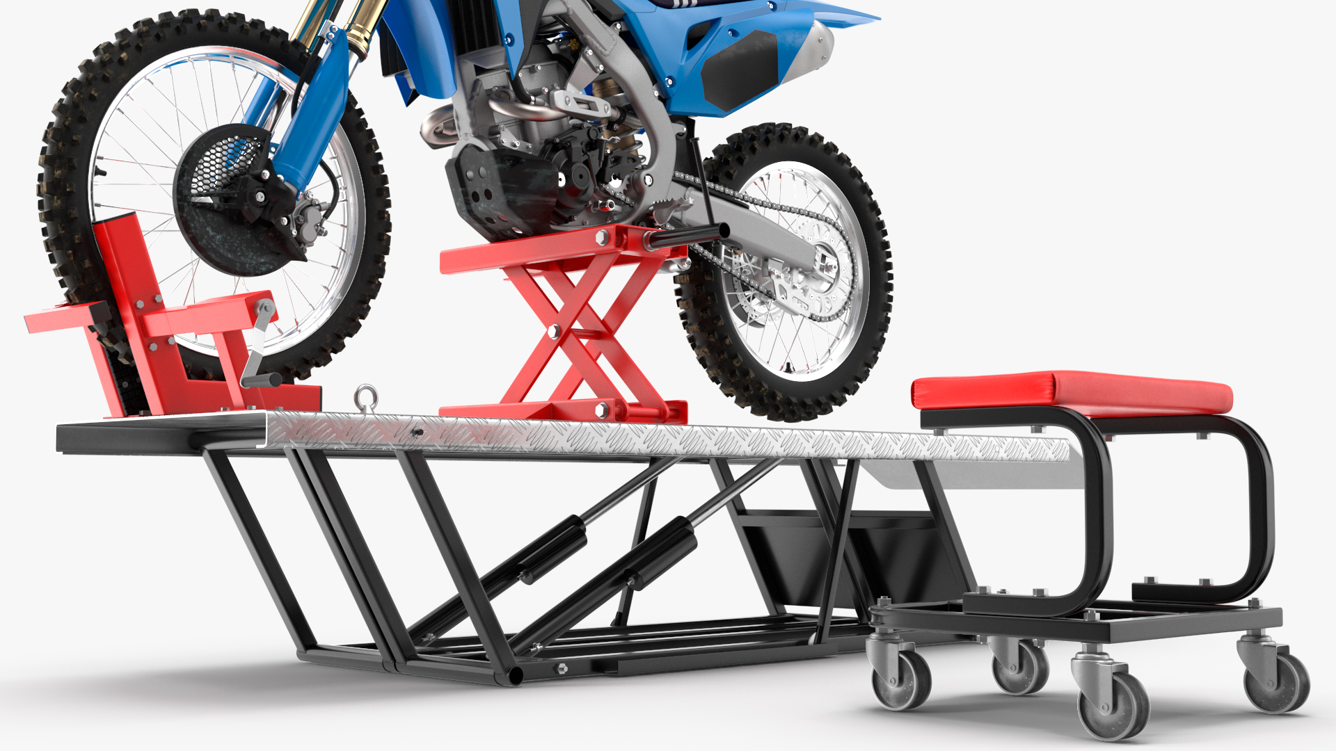 Portable Lift Adapter Kit with Motocross Bike Rigged 3D