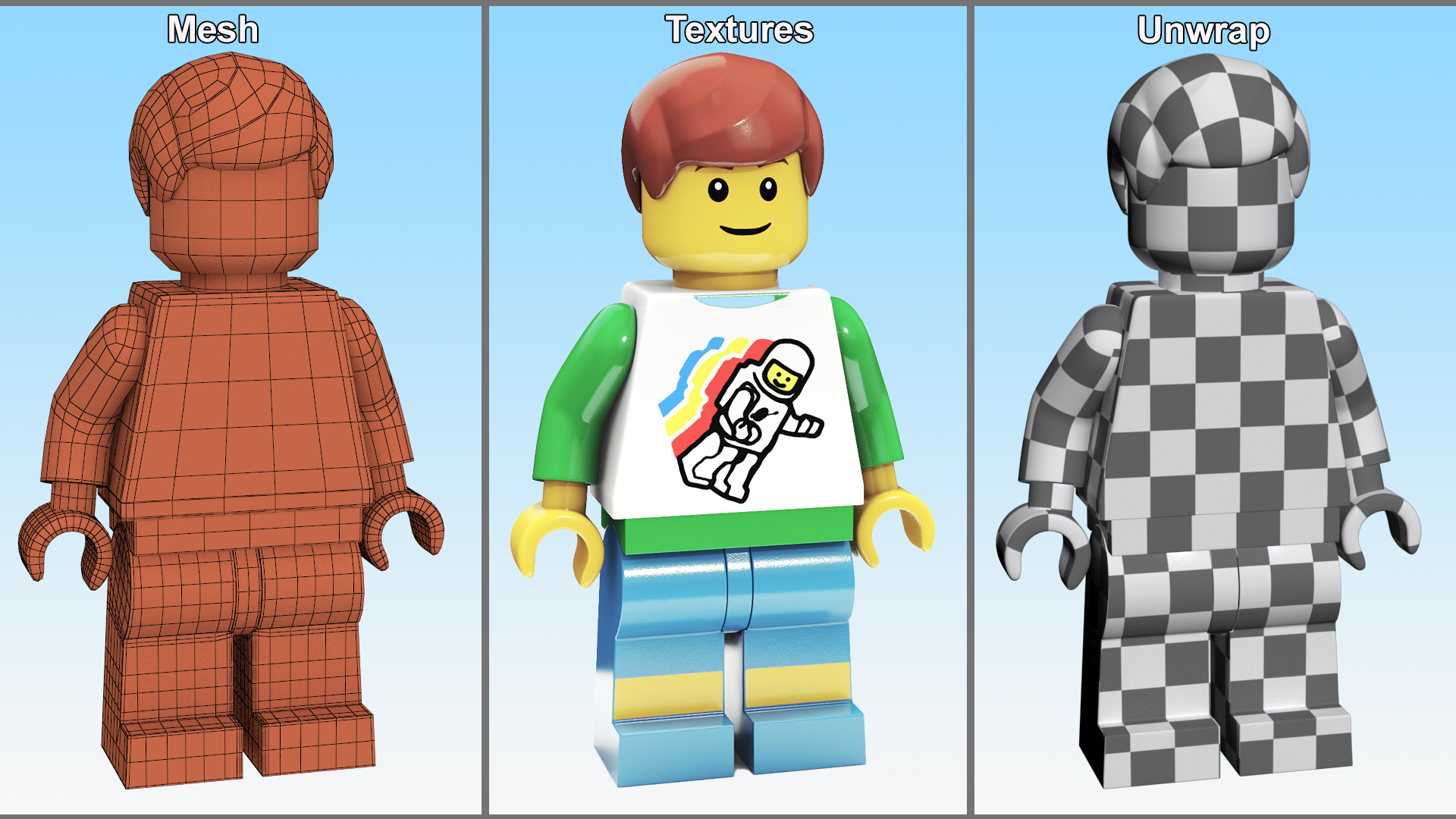 3D model Minifigure LEGO Teenager Rigged for Maya