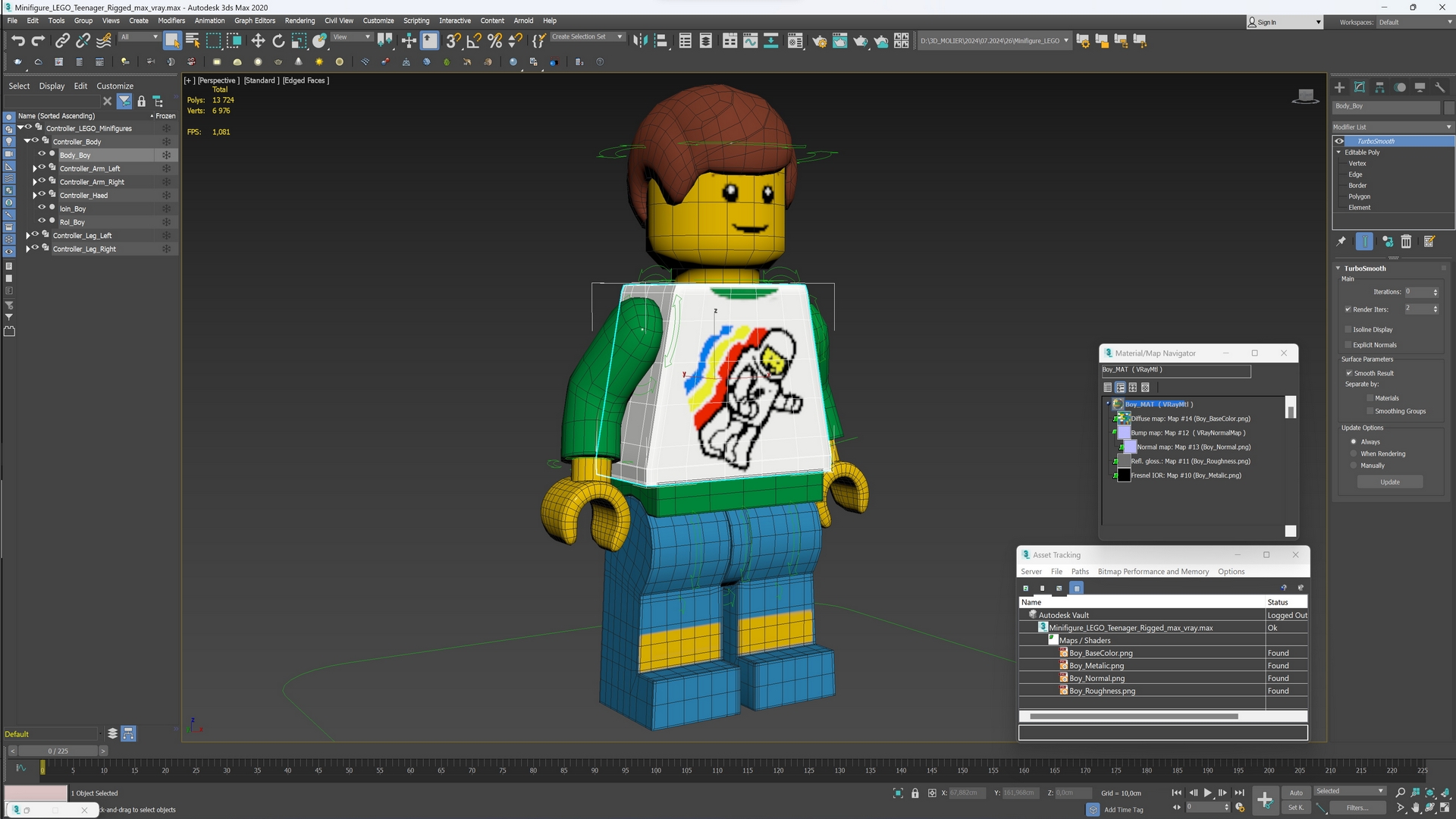 3D model Minifigure LEGO Teenager Rigged for Maya
