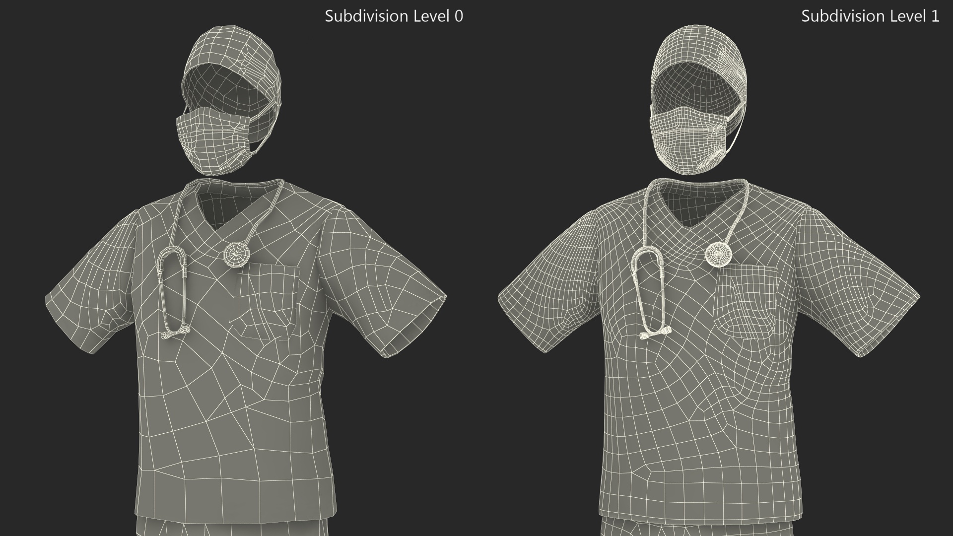 Dr Dress Scrub Suit for Man with Mask 3D