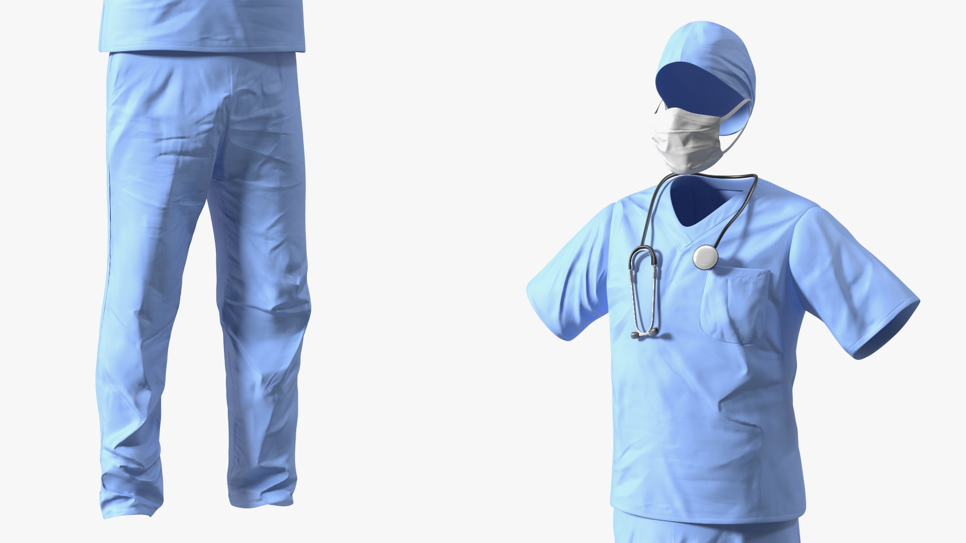 Dr Dress Scrub Suit for Man with Mask 3D