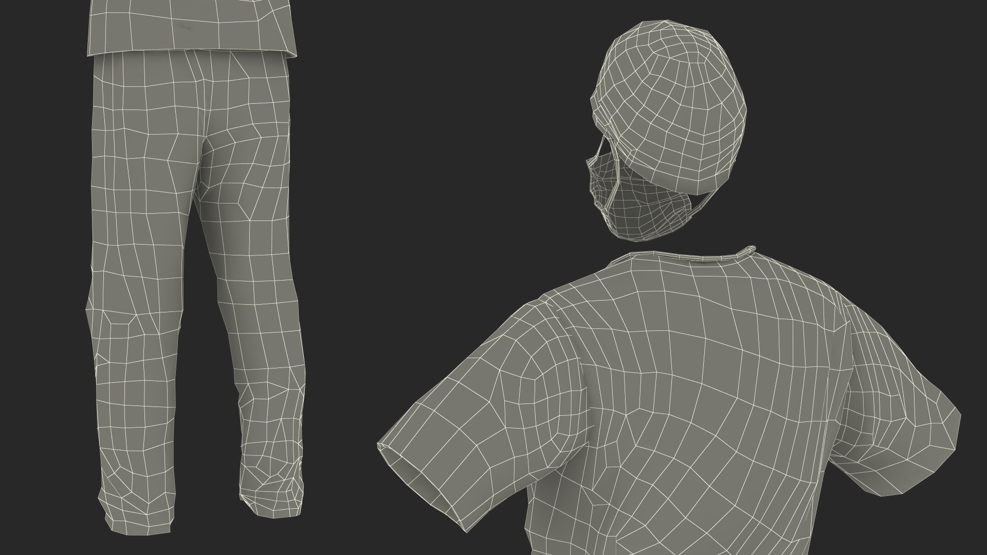Dr Dress Scrub Suit for Man with Mask 3D