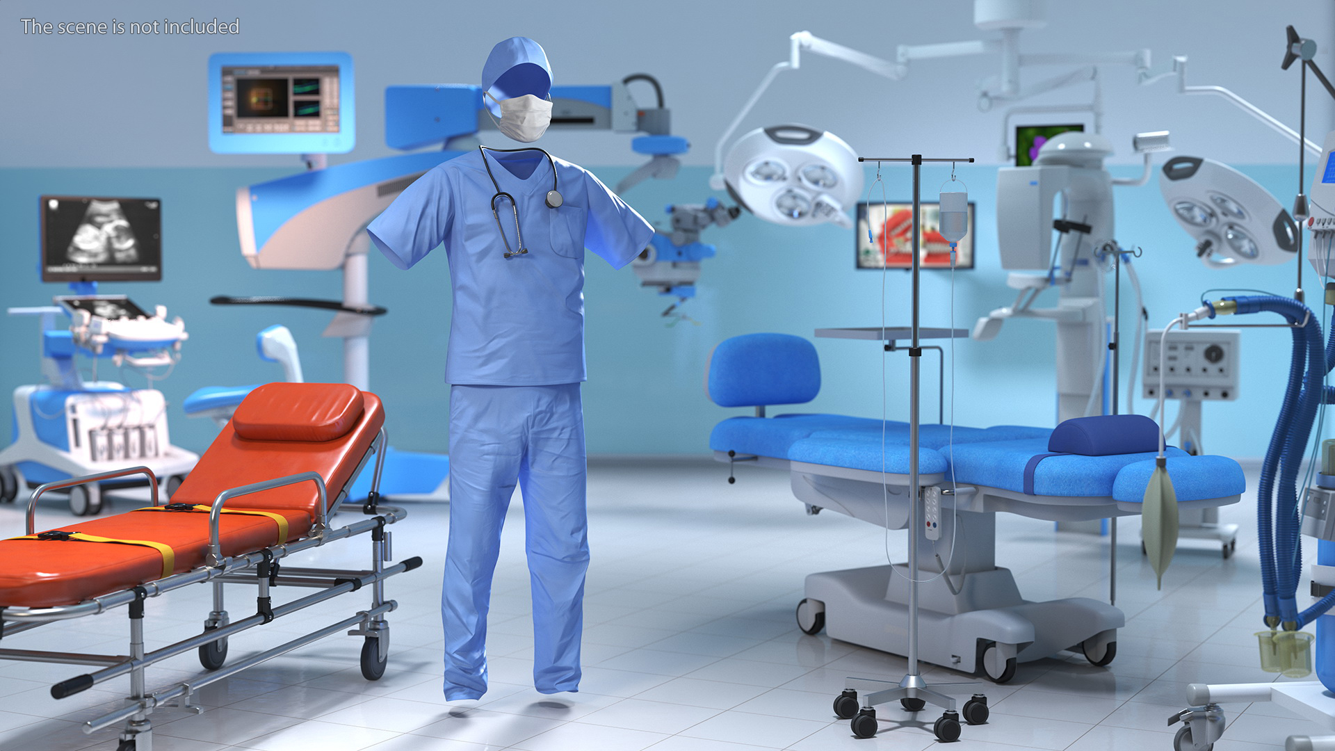 Dr Dress Scrub Suit for Man with Mask 3D