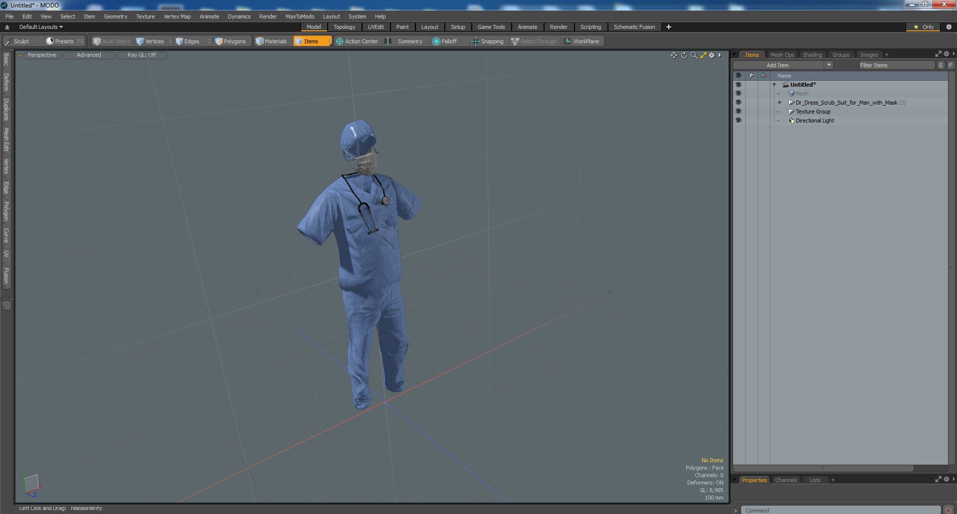 Dr Dress Scrub Suit for Man with Mask 3D