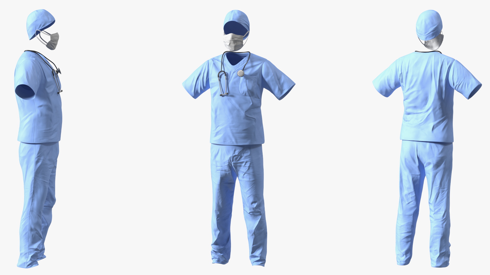 Dr Dress Scrub Suit for Man with Mask 3D